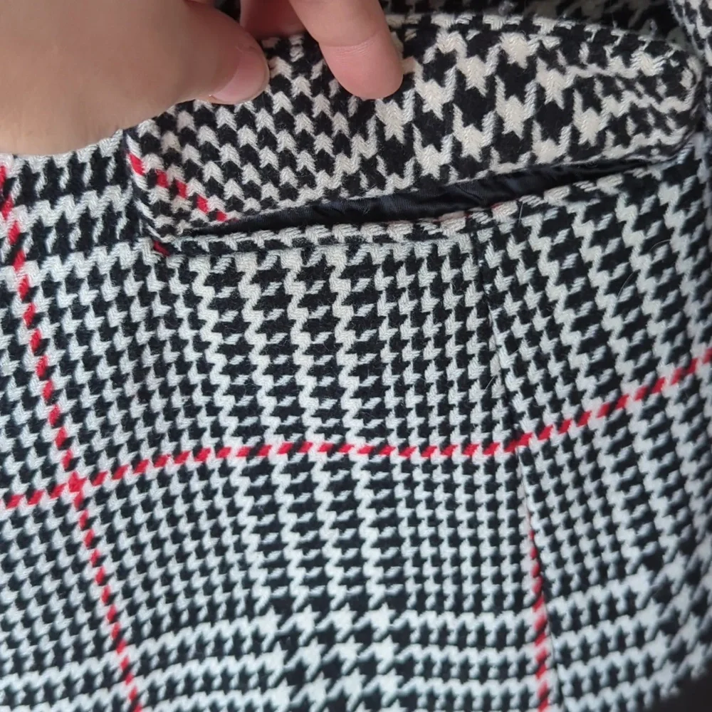 Talbots Black and White Plaid Blazer Houndstooth - Picture 3 of 10